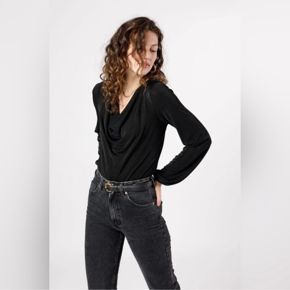 NWT Band Of The Free AGGIE BLACK COWL NECK BODYSUIT Medium - Picture 2 of 15